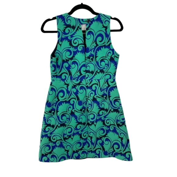 J.Crew Size 2 Mini Dress Blue Vineyard Jacquard Sleeveless A-Line - Picture 3 of 10